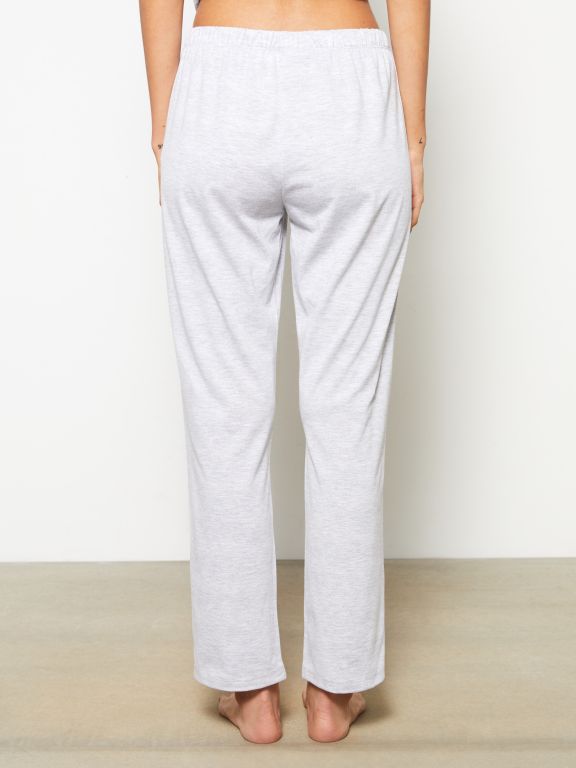Elastic Waist Plain Cotton Women's Pajama Bottoms