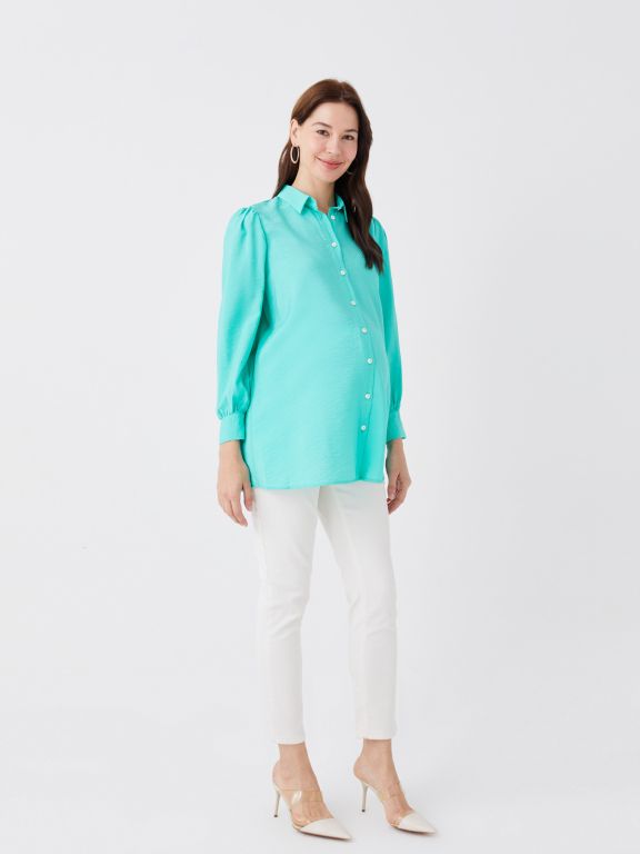Shirt Neck Regular Long Sleeve Maternity Tunic