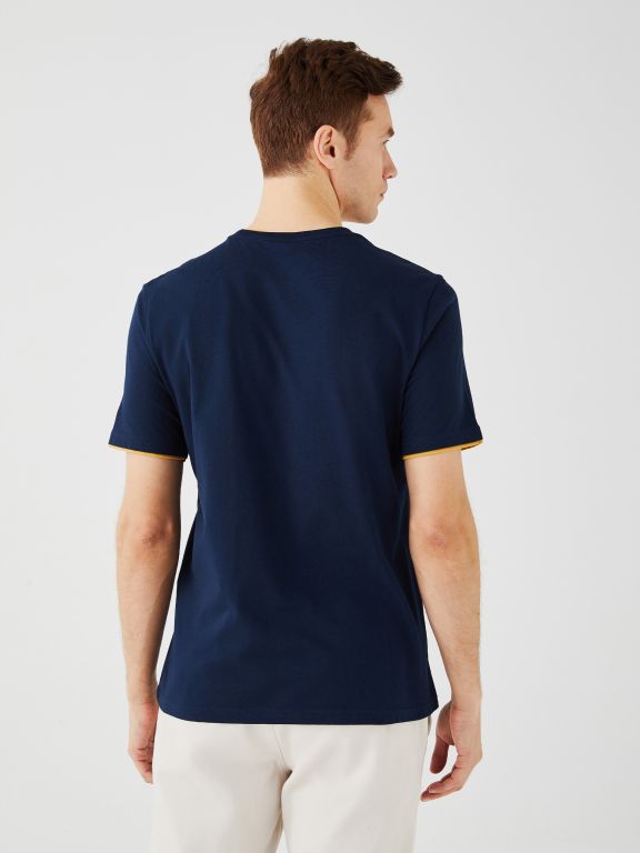 Crew Neck Short Sleeve Printed Combed Cotton Men's T-shirt