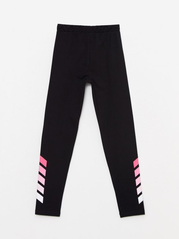 Elastic Waist Striped Cotton Girls Long Tights