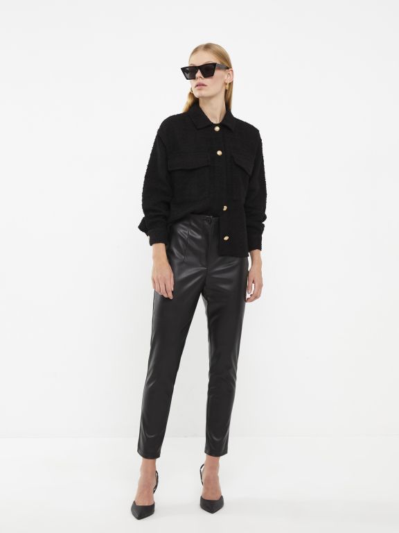 Standard Fit Regular Faux Leather Women's Trousers