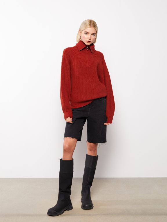 Turtle Neck Regular Long Sleeve Women's Tricot Sweater