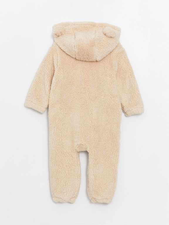 Hooded Long Sleeve Baby Girl Plush Jumpsuit