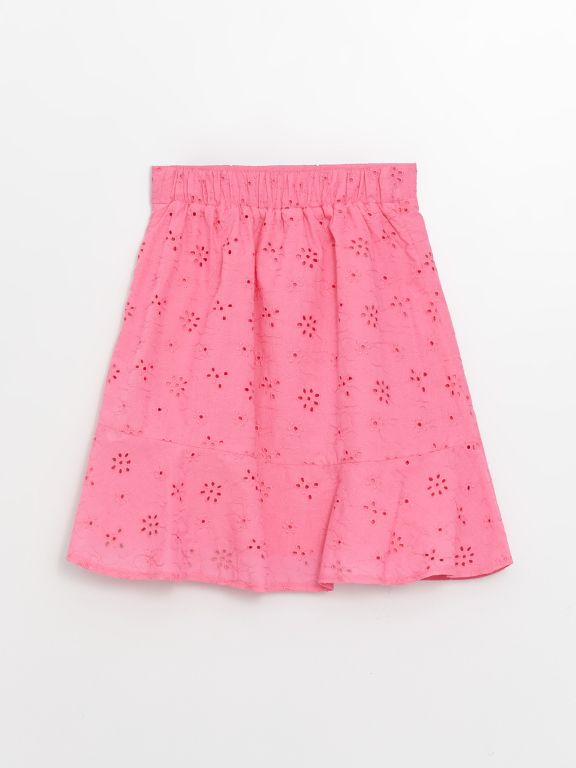 Elastic Waist Scalloped Detailed Girl Skirt