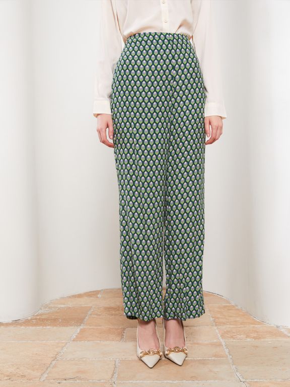 Patterned Viscose Women's Trousers