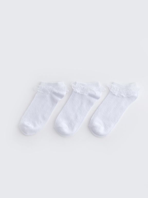 Self-Patterned Girl's Ballet Socks 3 Pieces