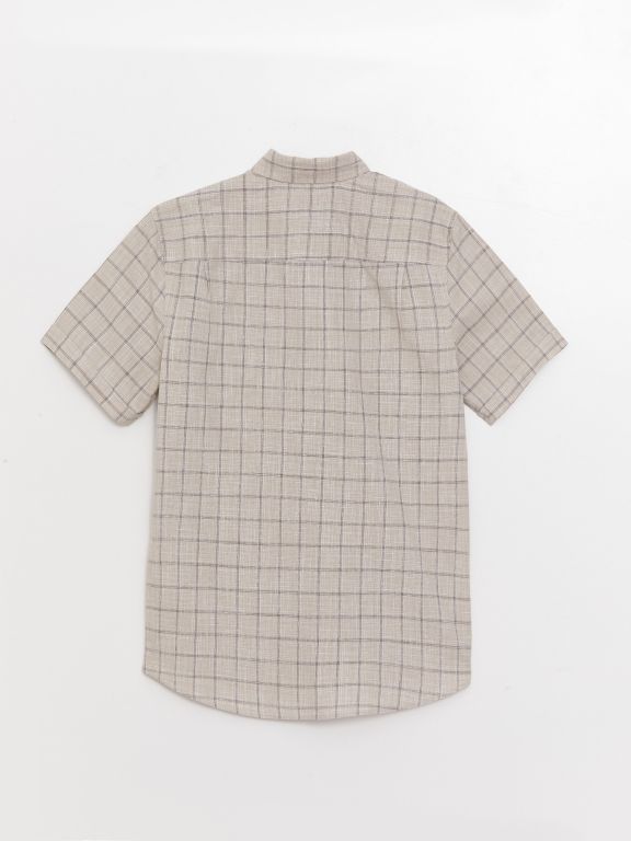Regular Fit Short Sleeve Plaid Poplin Men's Shirt