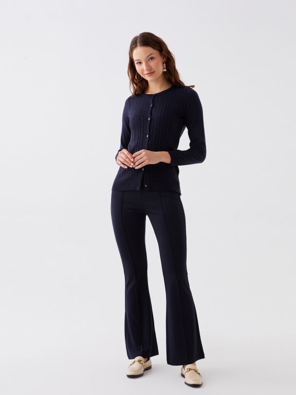 Elastic Waist Slim Fit Women's Trousers