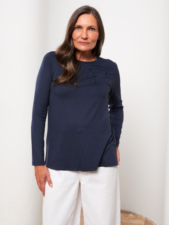 Crew Neck Printed Long Sleeve Women's T-shirt
