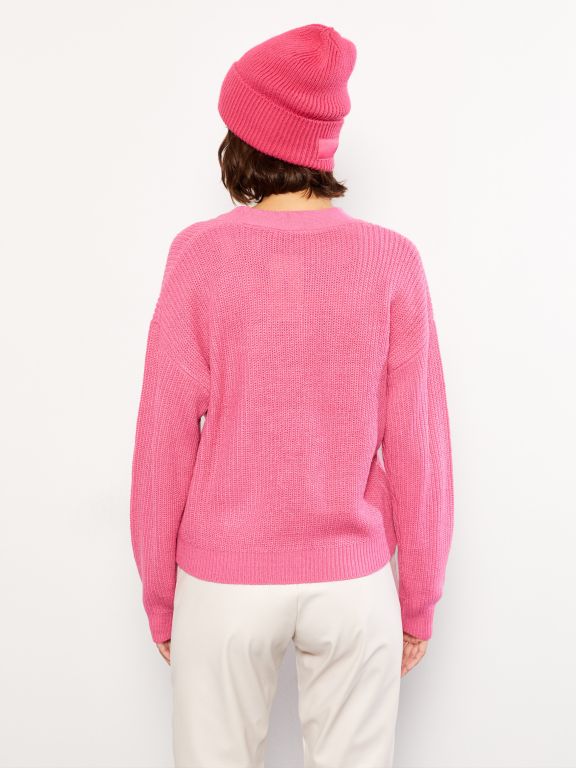 V Neck Regular Long Sleeve Women's Tricot Cardigan