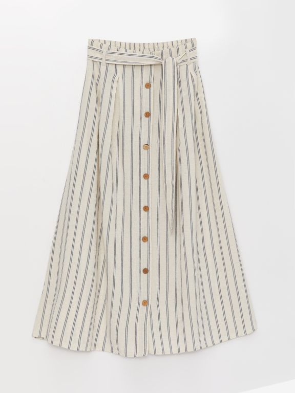 Elastic Waist Striped Women Skirt