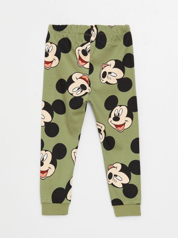 Crew Neck Long Sleeved Mickey Mouse Printed Baby Boy Pajamas Set