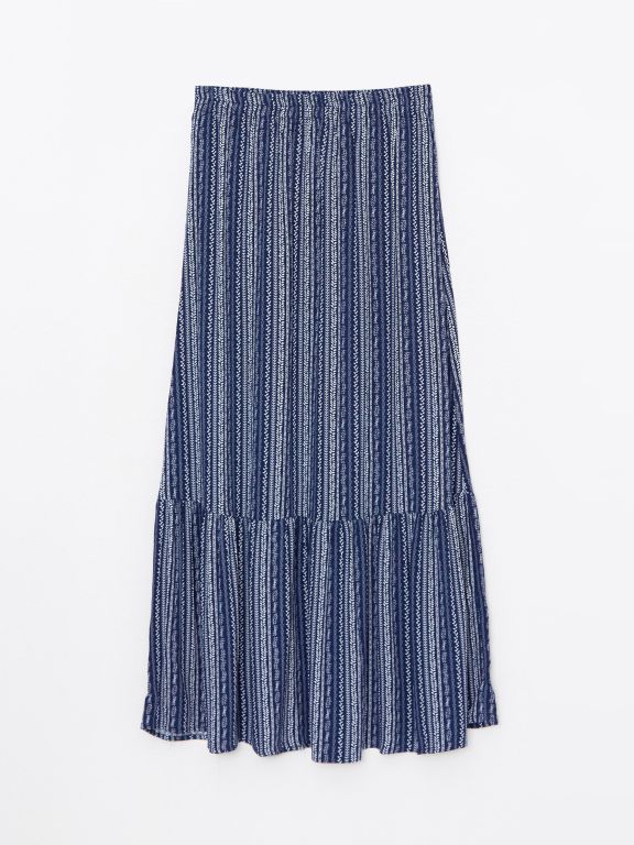 Elastic Waist Patterned Crinkle Women's Skirt