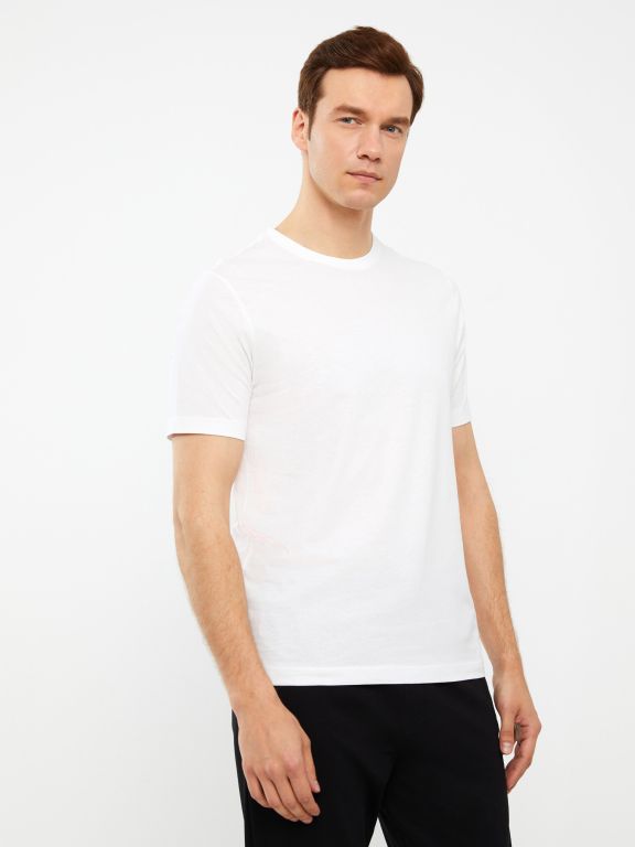 Crew Neck Short Sleeve Combed Cotton Men's T-shirt