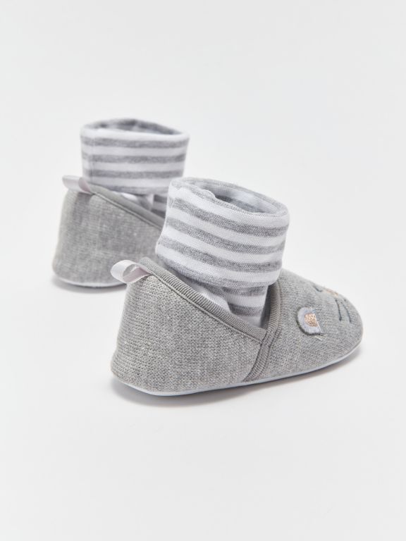 Baby Boy Pre-Toddler House Shoes with Embroidery Detailed Socks