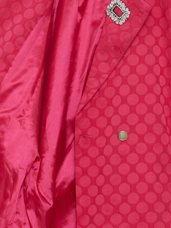 Self Patterned Balloon Sleeve Gabardine Women's Jacket