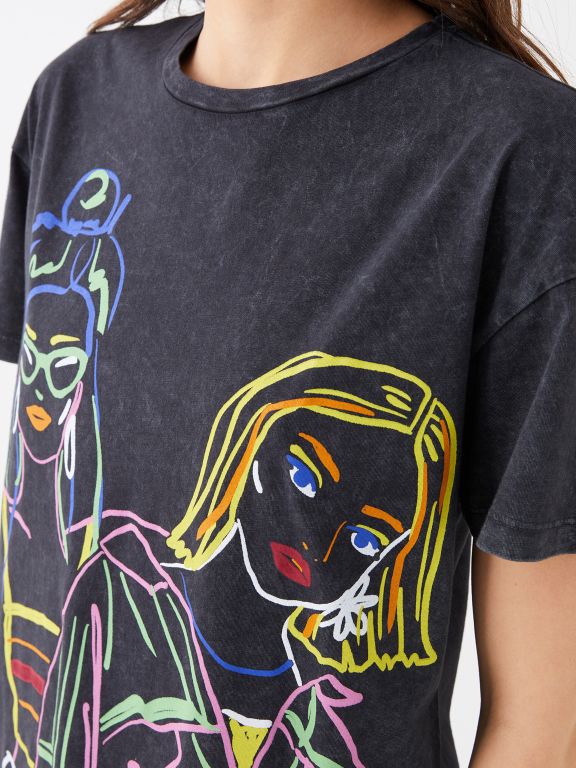 Crew Neck Printed Short Sleeve Women's T-shirt