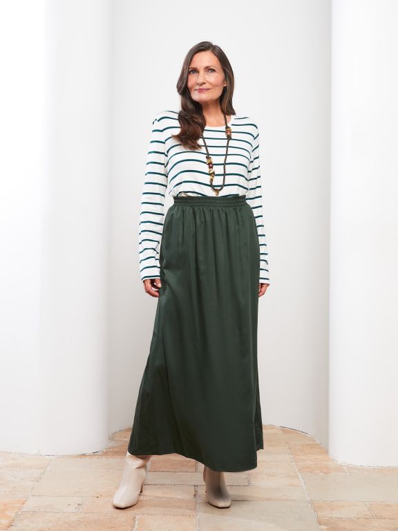 Crew Neck Striped Long Sleeve Women's Tunic