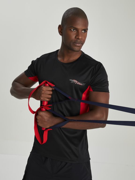 Crew Neck Short Sleeve Color Block Men's Sports T-Shirt