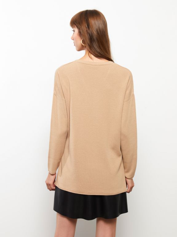 V Neck Regular Long Sleeve Women's Tricot Sweater