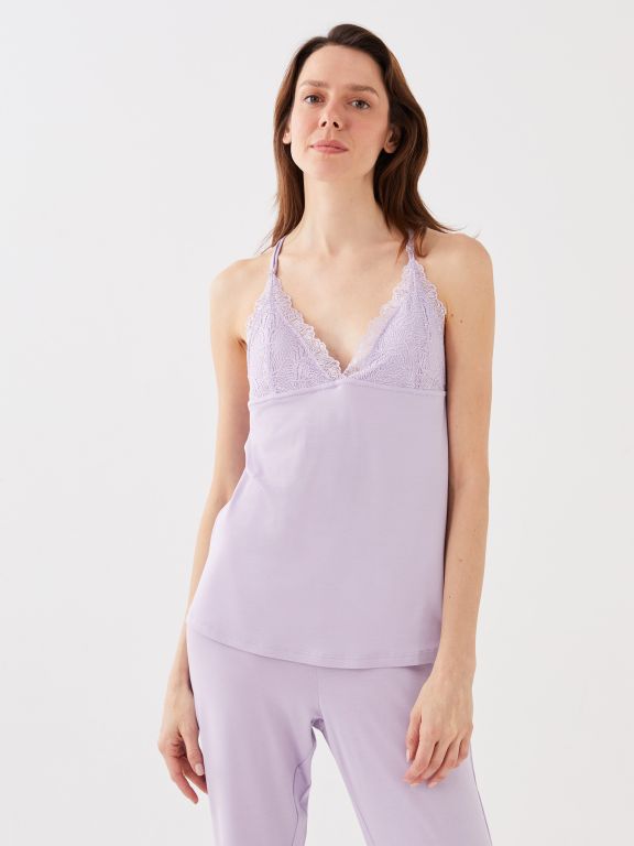 Women's V-Neck Lace Pajamas Set