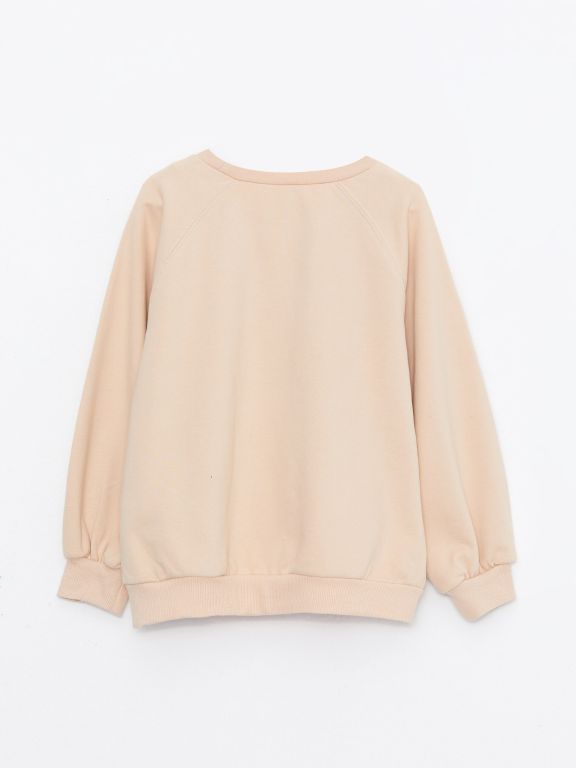 Crew Neck Printed Long Sleeve Girl Sweatshirt