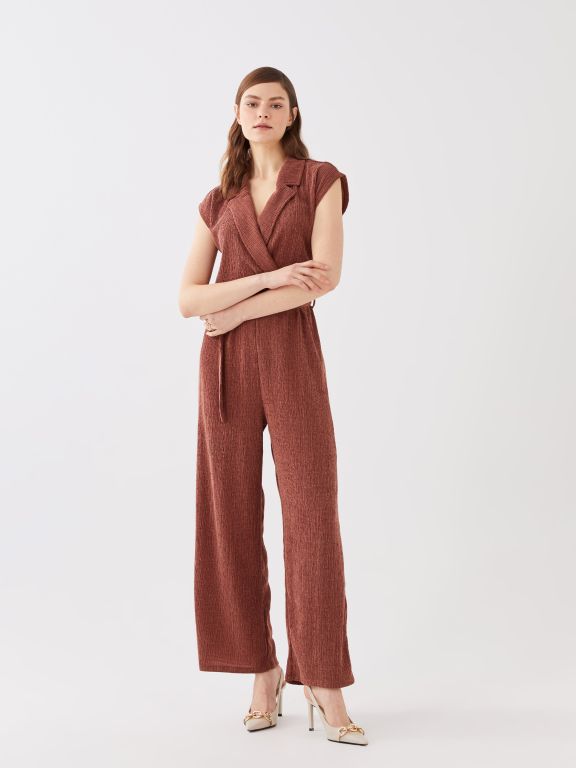 Women's Double Breasted Collar Straight Jumpsuit