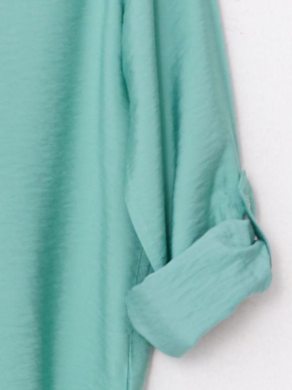 Johnny Collar Regular Long Sleeve Gabardine Women's Blouse