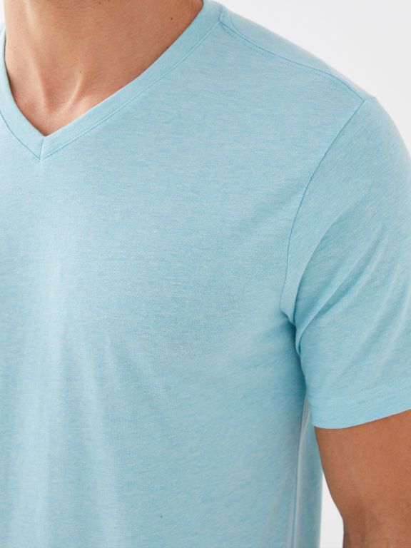 V Neck Short Sleeve Combed Cotton Men's T-shirt