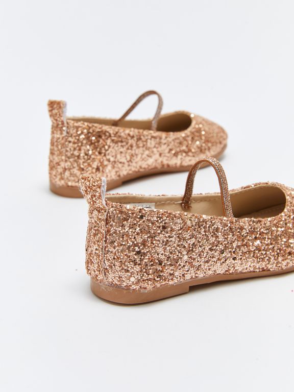 Silvery Elastic Girls Baby Flats
