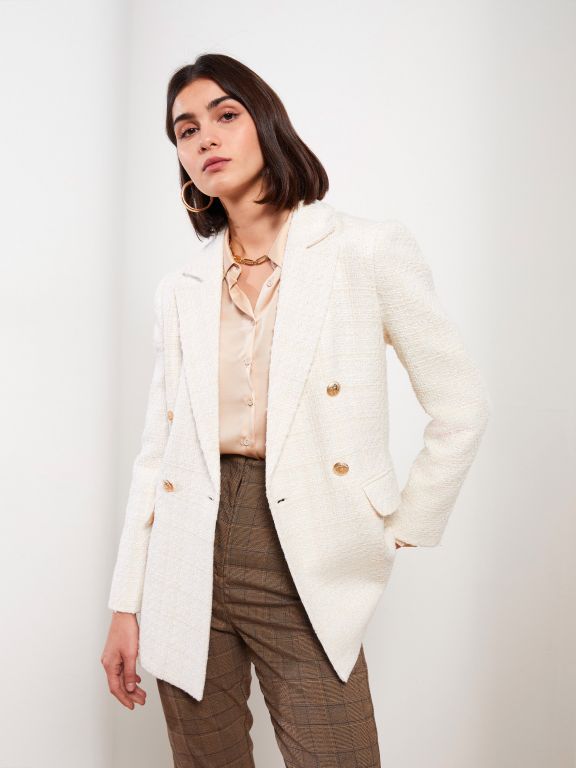 Self Patterned Long Sleeve Women's Blazer Jacket