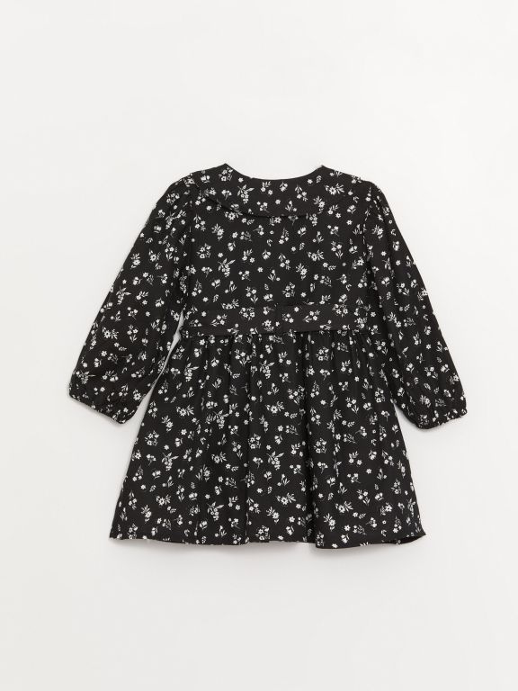 Shirt Collar Patterned Baby Girl Dress