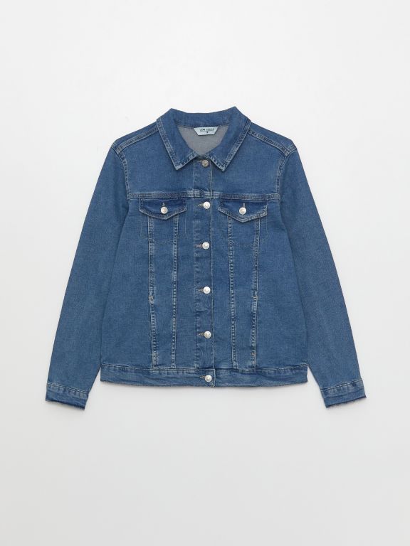 Shirt Collar Long Sleeve Women's Jean Jacket