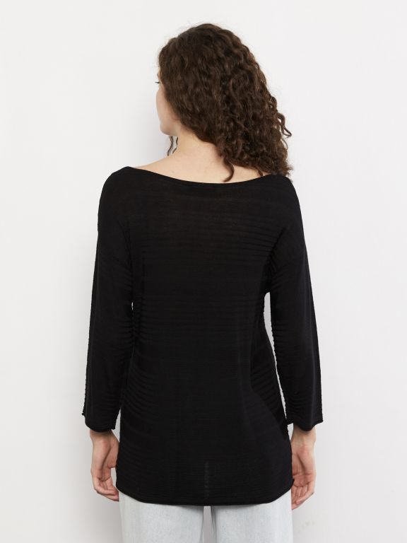 Boat Neck Regular Long Sleeve Women's Tricot Sweater