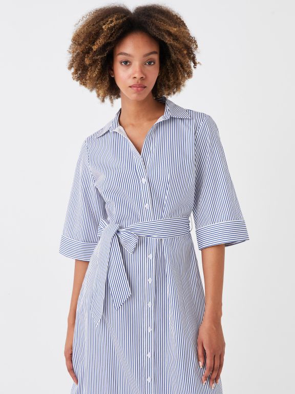 Striped Poplin Women's Shirt Dress