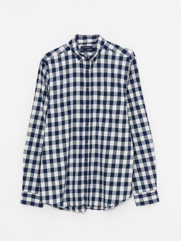 Regular Fit Long Sleeve Plaid Men's Shirt