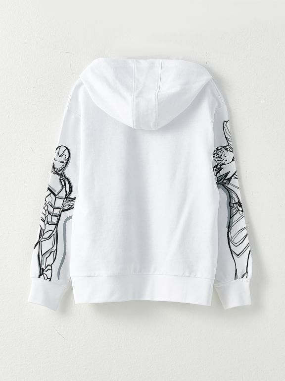 Hooded Avengers Printed Long Sleeve Boy Sweatshirt