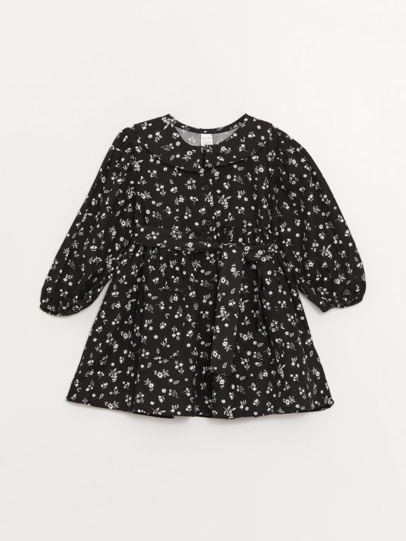 Shirt Collar Patterned Baby Girl Dress