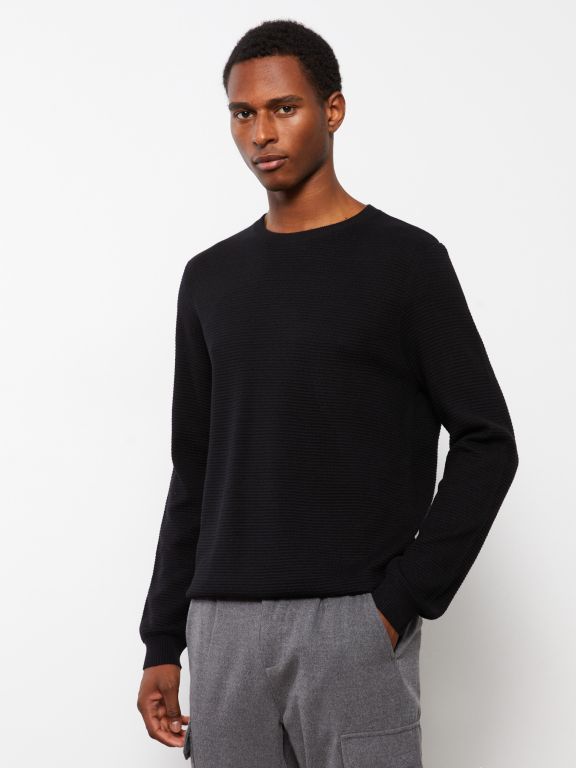 Crew Neck Long Sleeve Men's Tricot Sweater