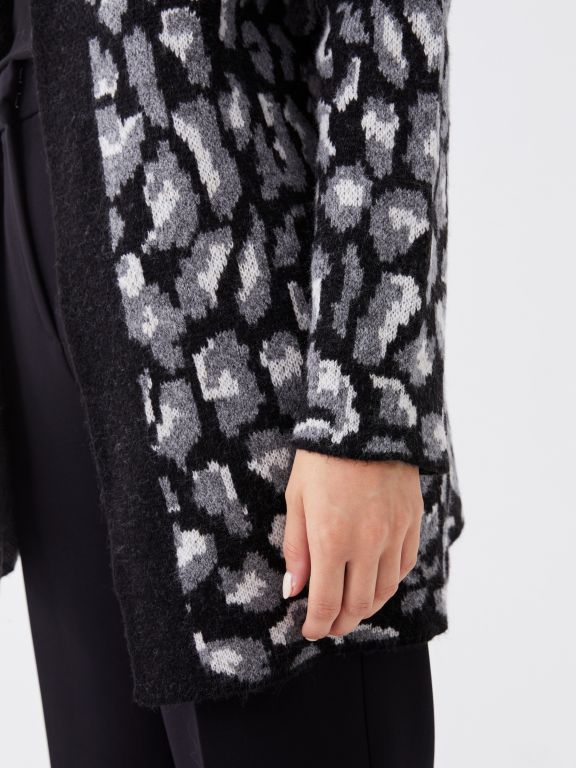 Shawl Collar Patterned Long Sleeve Oversize Women's Knitwear Cardigan