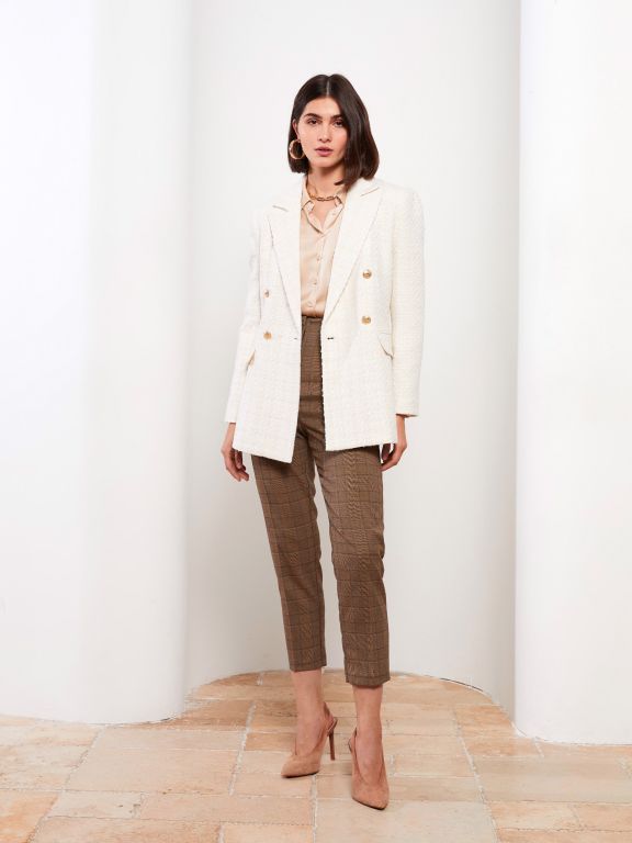 Self Patterned Long Sleeve Women's Blazer Jacket