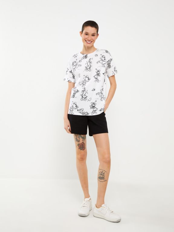 Crew Neck Disney Printed Short Sleeve Women's T-Shirt