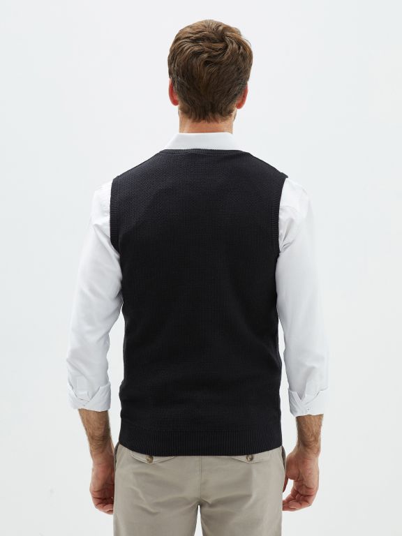 V Neck Sleeveless Straight Men's Sweater