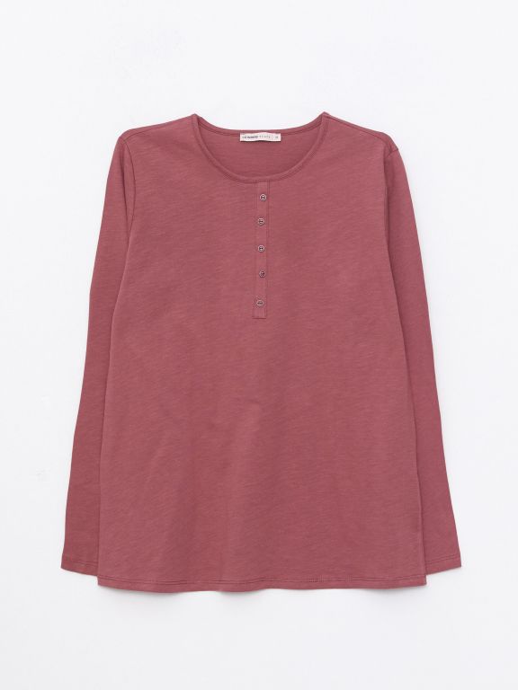 Crew Neck Regular Long Sleeve Cotton Women's T-shirt