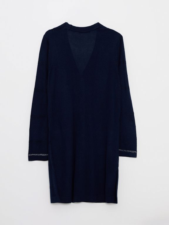 V Neck Self Patterned Long Sleeve Women's Tricot Cardigan