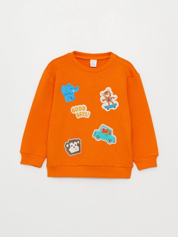 Poncho Crew Neck Printed Baby Boy Sweatshirt