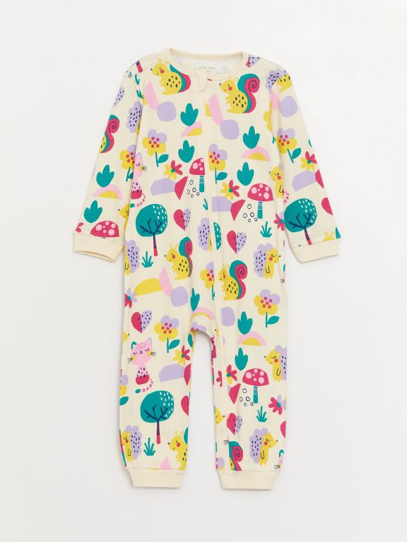 Crew Neck Printed Baby Girl Jumpsuit 2 Pieces