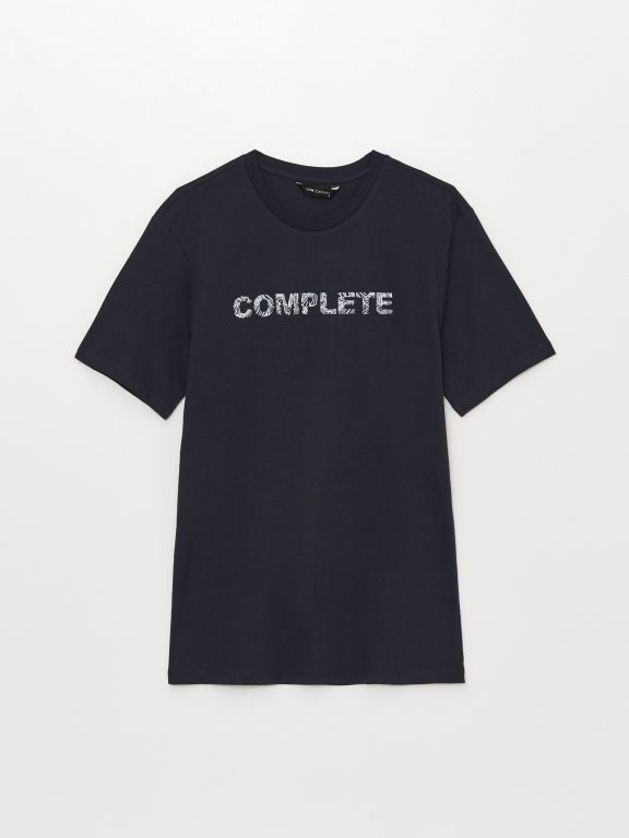 Crew Neck Short Sleeve Printed Combed Cotton Men's T-shirt