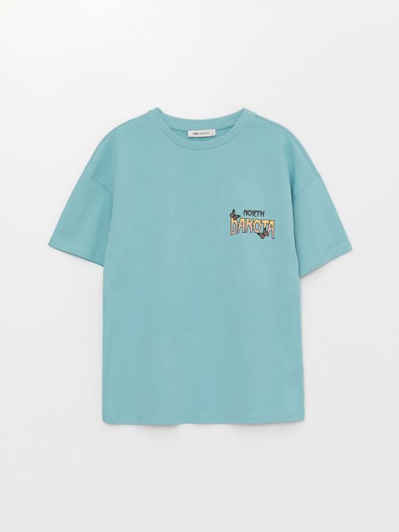 Women's Crew Neck Printed Short Sleeve T-Shirt
