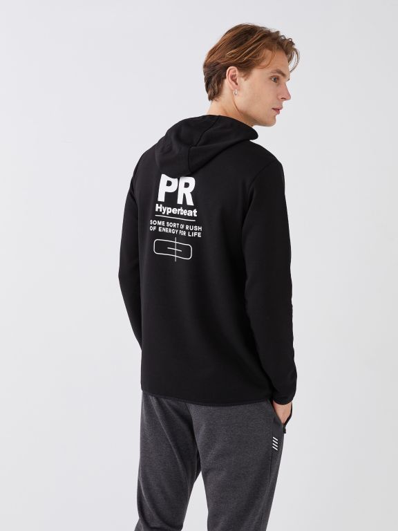 Hooded Long Sleeve Printed Men's Sports Hoodie